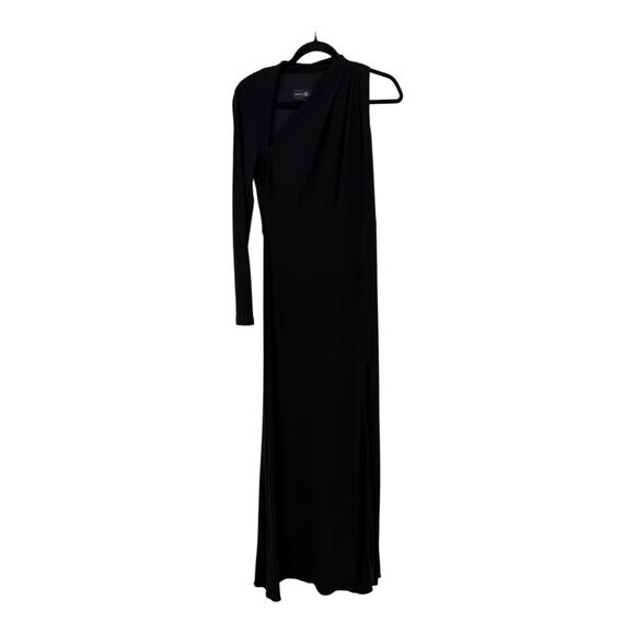 Betsy Adams asymmetric single long sleeve gown dress black size 8 - Picture 2 of 8